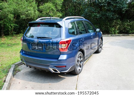 Hong Kong, China May 12, 2014 : Subaru Forester 2014 Option Test Drive on May 12 2014 in Hong Kong.