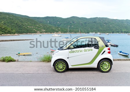 Hong Kong, China MAY 29, 2014 : smart fortwo electric drive test drive on MAY 29 2014 in Hong Kong.