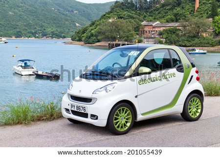 Hong Kong, China MAY 29, 2014 : smart fortwo electric drive test drive on MAY 29 2014 in Hong Kong.