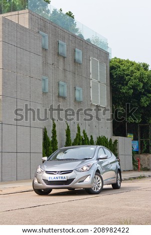Hong Kong, China Jun 8, 2014 : Hyundai Elantra 2014 test drive on Jun 8 2014 in Hong Kong.