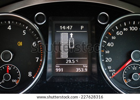 Hong Kong, China Sept 22, 2014 : Volkswagen Passat BMT 2014 Auto Parking test drive on Sept 22 2014 in Hong Kong.