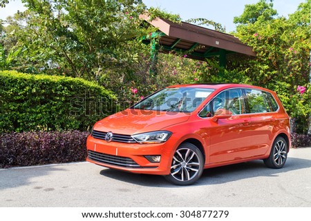 Hong Kong, China April 28 2015 : Volkswagen Golf Sportvan 2015 Test Drive on April 28 2015 in Hong Kong.
