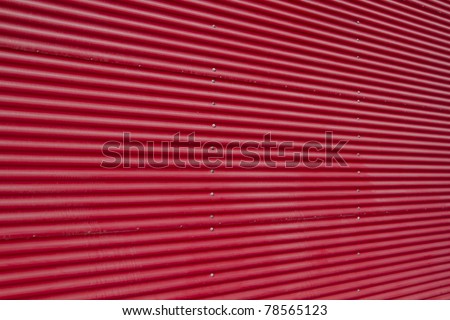 Textured Background of Red Corrugated wall (Landscape)