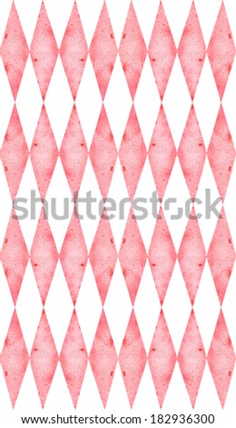 Seamless harlequin red and white pattern, watercolor