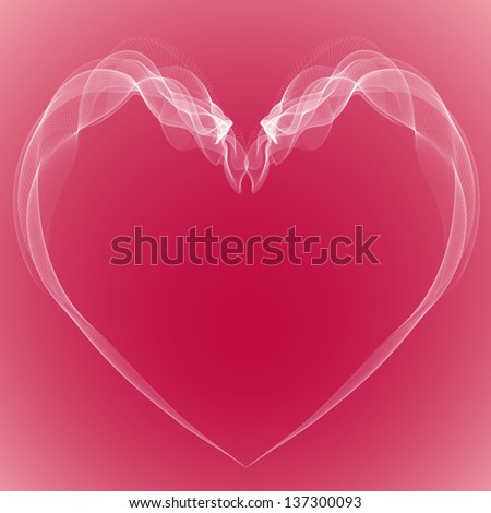 Heart as brides veil in a form of two doves flying towards each other, love concept, can be used as wedding invitation card
