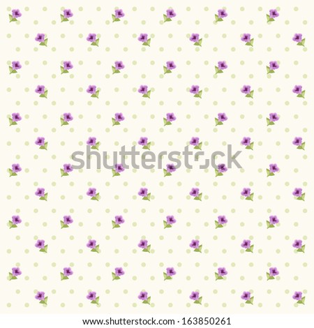 Retro floral background with little flowers and dots in shabby chic style