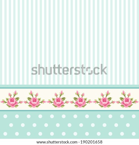 Shabby chic pattern with roses ideal for baby shower invitation or as album cover