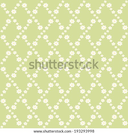 Cute retro pattern with simplistic flowers grid