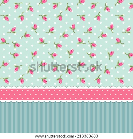 Shabby chic pattern with rosebuds as wallpaper ideal for baby shower