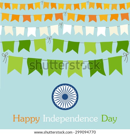 Festive bunting for India Independence Day or Republic Day in traditional colors ideal as greeting card