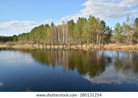Spring landscape, river in the national Park \