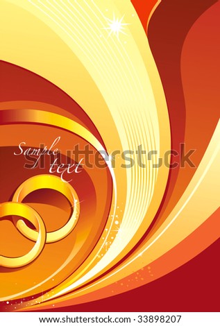 stock vector Wedding invitation card with rings and swirls vector 
