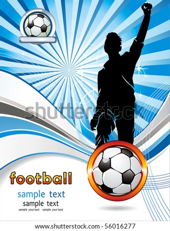 Soccer ball with silhouettes of sport fan. Vector Football background with space for your text. Abstract Classical football poster.