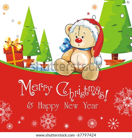 Christmas Vector on Christmas And A Happy New Year S Greeting Sweet Postcard  Vector