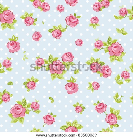 Pink Wallpaper on Elegance Seamless Wallpaper Pattern With Of Pink Roses On Blue