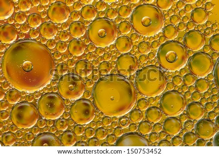 oil mixed with soap and water, oil droplets