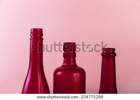 Red glass bottles, with red back lighting