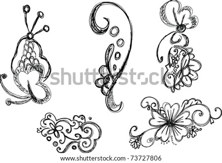 stock vector Hand Drawn Swirl Design Elements