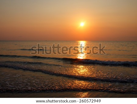 smooth sea with sunrise sunset scene natural color on a beach as peaceful backdrop background