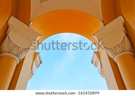 Arch of church is a structure that spans a space and supports structure and weight above it