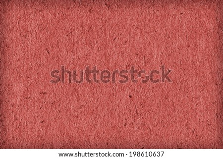 Photograph of light China red recycle paper, extra coarse grain, vignette, grunge texture sample