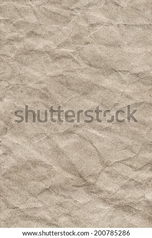 Photograph of old recycle, striped kraft Off White paper, coarse grain, crushed, crumpled, grunge texture