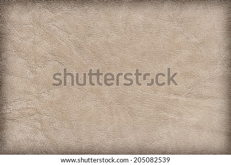 Photograph of old, weathered, rough, creased, coarse grained, exfoliated Off White leather, vignette grunge texture sample