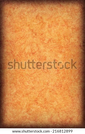 Photograph of an old animal skin parchment, creased, coarse grained, mottled, Yellow Ocher, vignette grunge texture sample