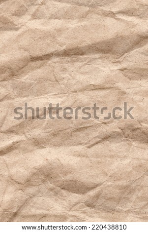 Photograph of Beige Recycle Paper, coarse grain, crumpled grunge texture sample.