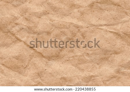 Photograph of Brown Recycle Paper, coarse grain, crumpled grunge texture sample.