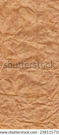 Recycle Brown Kraft Paper Bag, coarse grain, crumpled, bleached, mottled grunge texture detail.