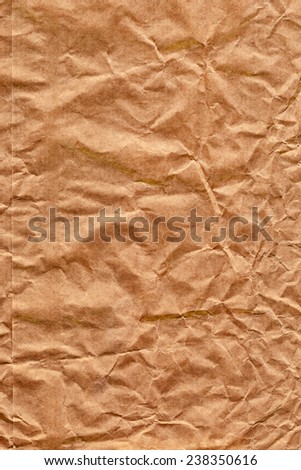 Recycle Brown Kraft Paper Bag, coarse grain, crumpled, grunge texture detail.