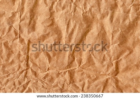 Recycle Brown Kraft Paper Bag, coarse grain, crumpled, grunge texture detail.