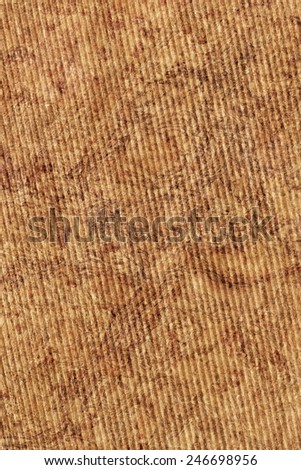 Scanned image of Corrugated Striped, Recycle Cardboard, rough, coarse grain, bleached, mottled grunge texture sample.