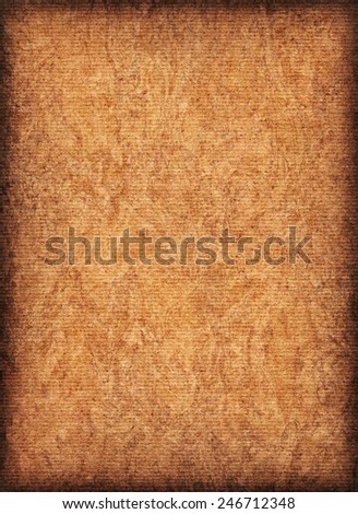 Scanned image of Corrugated Striped, Recycle Cardboard, rough, coarse grain, bleached, mottled, vignette grunge texture sample.