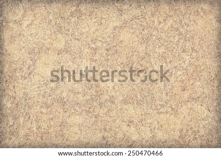 Photograph of Recycle Ocher Striped Pastel Paper, coarse grain, bleached, mottled, vignette grunge texture sample.