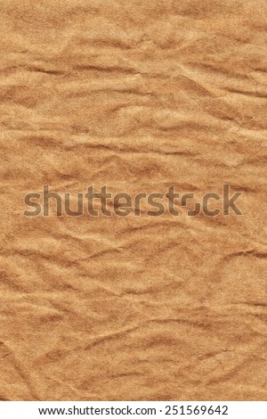 Photograph of old Recycle Kraft Brown Paper, coarse grain, crushed crumpled, grunge texture sample.