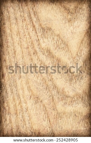 Maple Wood Veneer Yellow Ocher bleached, mottled, vignette, grunge texture sample.