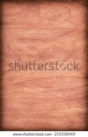 Natural Cherry Wood Brownish Red Veneer, stained, vignette, grunge texture sample.