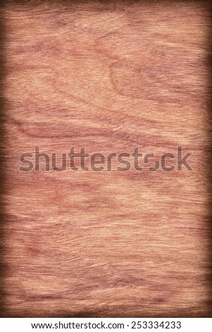 Natural Cherry Wood Brownish Red Veneer, bleached, stained, vignette, grunge texture sample.
