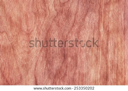 Natural Cherry Wood Brownish Red Veneer, bleached, stained grunge texture sample.