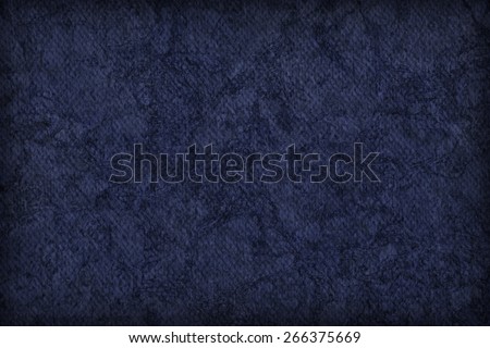 Photograph of Artist Navy Blue Primed Cotton Duck Canvas coarse, bleached, mottled, vignette grunge texture.