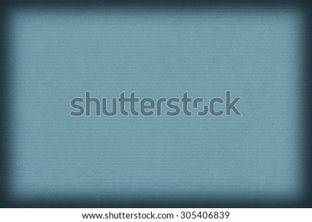 Photograph of old recycle, striped Kraft Pale Emerald Blue Paper, coarse grain vignette grunge texture.