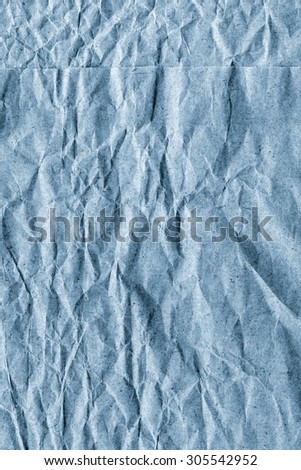 Coarse Recycle Blue Kraft Paper Grocery Bag, Stained, Crushed, Crumpled, Grunge Texture Detail.