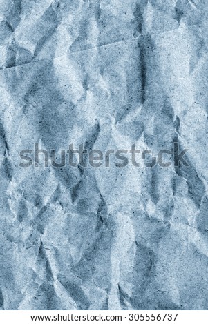 Coarse Recycle Blue Kraft Paper Grocery Bag, Stained, Crushed, Crumpled, Vignette Grunge Texture Detail.
