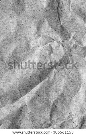 Coarse Recycle Gray Kraft Paper Grocery Bag, Stained, Crushed, Crumpled, Grunge Texture Detail.