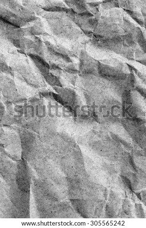 Coarse Recycle Gray Kraft Paper Grocery Bag, Stained, Crushed, Crumpled, Grunge Texture Detail.