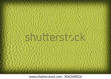 Photograph of Artificial Leather, Lime Yellow, Coarse Vignette Grunge Texture Sample.