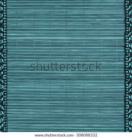 Straw Place Mat Weave Pattern Detail, Bleached and Stained Dark Pale Cyan, Grunge Texture Sample.