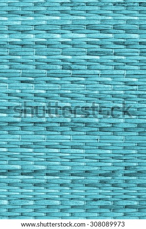 Straw Place Mat Weave Pattern Detail, Bleached and Stained Cyan, Grunge Texture Sample.